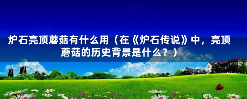 炉石亮顶蘑菇有什么用（在《炉石传说》中，亮顶蘑菇的历史背景是什么？）