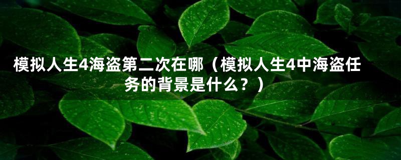 模拟人生4海盗第二次在哪（模拟人生4中海盗任务的背景是什么？）