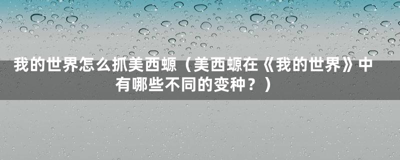 我的世界怎么抓美西螈（美西螈在《我的世界》中有哪些不同的变种？）