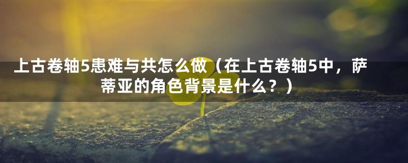 上古卷轴5患难与共怎么做（在上古卷轴5中，萨蒂亚的角色背景是什么？）