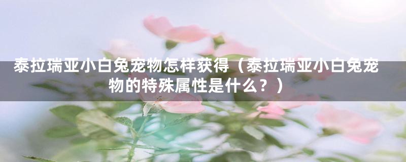 泰拉瑞亚小白兔宠物怎样获得（泰拉瑞亚小白兔宠物的特殊属性是什么？）