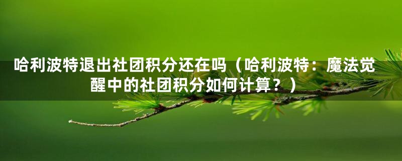 哈利波特退出社团积分还在吗（哈利波特：魔法觉醒中的社团积分如何计算？）