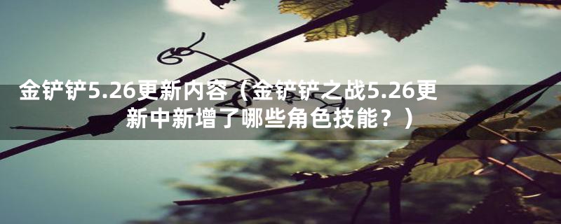 金铲铲5.26更新内容（金铲铲之战5.26更新中新增了哪些角色技能？）