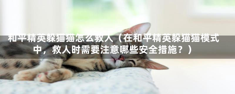 和平精英躲猫猫怎么救人（在和平精英躲猫猫模式中，救人时需要注意哪些安全措施？）