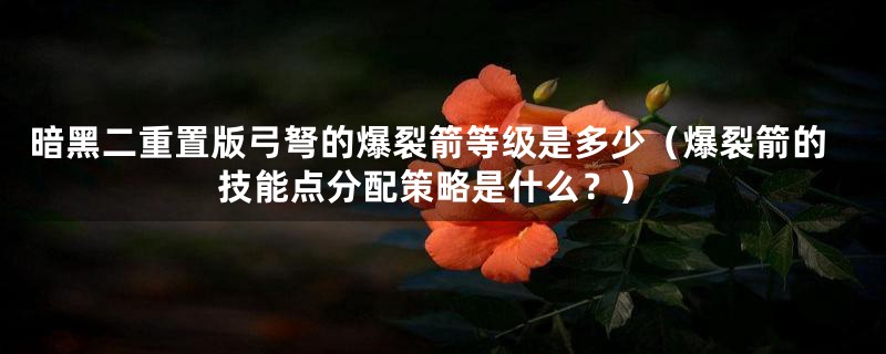 暗黑二重置版弓弩的爆裂箭等级是多少（爆裂箭的技能点分配策略是什么？）