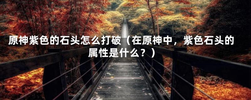 原神紫色的石头怎么打破（在原神中，紫色石头的属性是什么？）