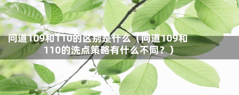 问道109和110的区别是什么（问道109和110的洗点策略有什么不同？）