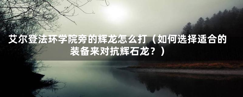 艾尔登法环学院旁的辉龙怎么打（如何选择适合的装备来对抗辉石龙？）