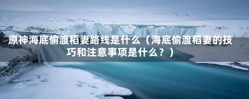 原神海底偷渡稻妻路线是什么（海底偷渡稻妻的技巧和注意事项是什么？）