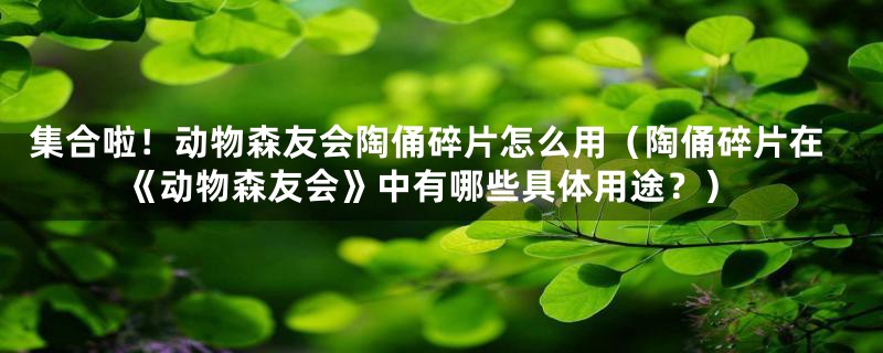 集合啦！动物森友会陶俑碎片怎么用（陶俑碎片在《动物森友会》中有哪些具体用途？）