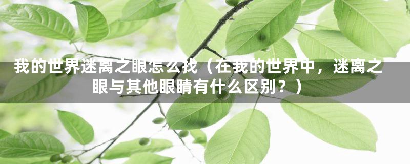 我的世界迷离之眼怎么找（在我的世界中，迷离之眼与其他眼睛有什么区别？）