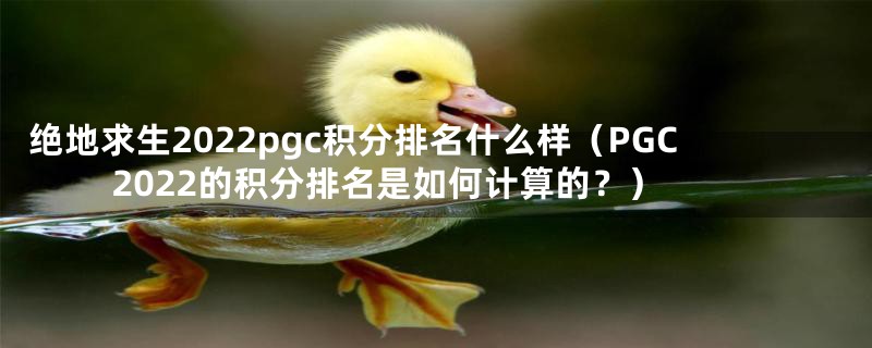 绝地求生2022pgc积分排名什么样（PGC 2022的积分排名是如何计算的？）