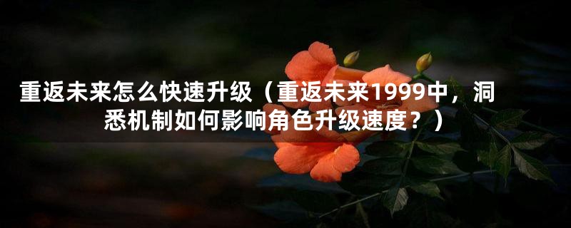 重返未来怎么快速升级（重返未来1999中，洞悉机制如何影响角色升级速度？）