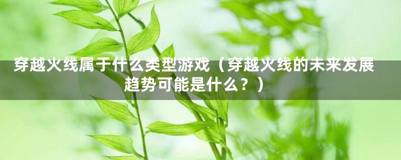 穿越火线属于什么类型游戏（穿越火线的未来发展趋势可能是什么？）