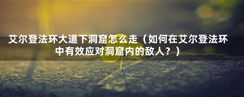 艾尔登法环大道下洞窟怎么走（如何在艾尔登法环中有效应对洞窟内的敌人？）