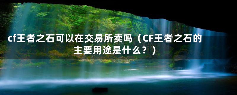 cf王者之石可以在交易所卖吗（CF王者之石的主要用途是什么？）