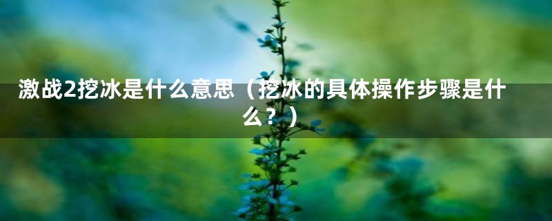 激战2挖冰是什么意思（挖冰的具体操作步骤是什么？）