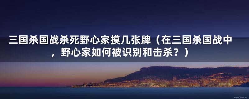 三国杀国战杀死野心家摸几张牌（在三国杀国战中，野心家如何被识别和击杀？）