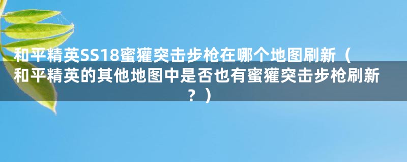 和平精英SS18蜜獾突击步枪在哪个地图刷新（和平精英的其他地图中是否也有蜜獾突击步枪刷新？）