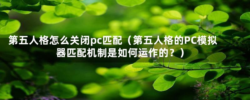 第五人格怎么关闭pc匹配（第五人格的PC模拟器匹配机制是如何运作的？）