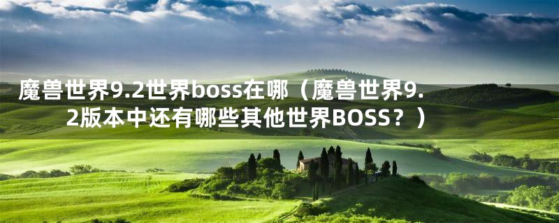 魔兽世界9.2世界boss在哪（魔兽世界9.2版本中还有哪些其他世界BOSS？）