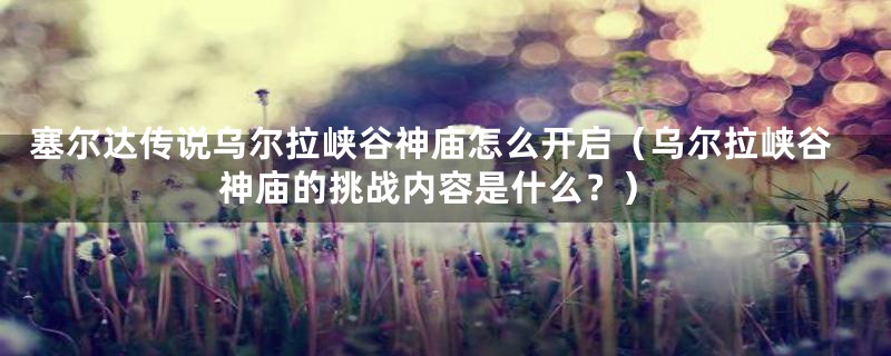 塞尔达传说乌尔拉峡谷神庙怎么开启（乌尔拉峡谷神庙的挑战内容是什么？）