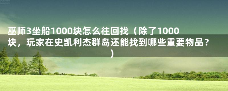 巫师3坐船1000块怎么往回找（除了1000块，玩家在史凯利杰群岛还能找到哪些重要物品？）