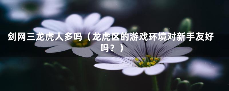 剑网三龙虎人多吗（龙虎区的游戏环境对新手友好吗？）