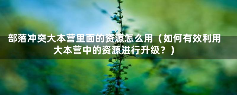 部落冲突大本营里面的资源怎么用（如何有效利用大本营中的资源进行升级？）