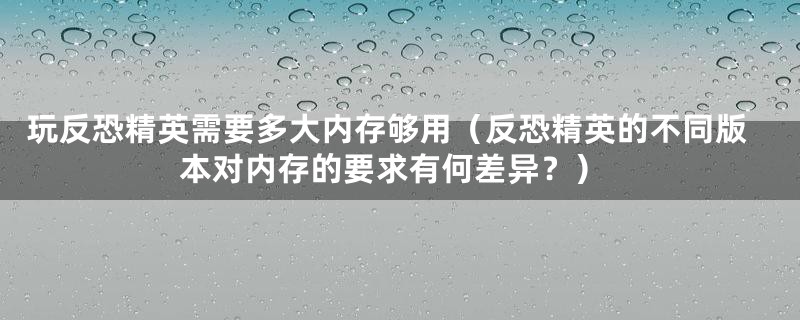 玩反恐精英需要多大内存够用（反恐精英的不同版本对内存的要求有何差异？）