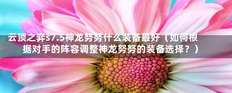 云顶之弈s7.5神龙努努什么装备最好（如何根据对手的阵容调整神龙努努的装备选择？）