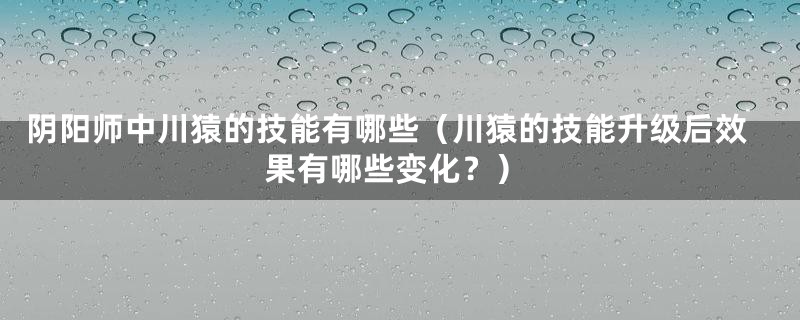 阴阳师中川猿的技能有哪些（川猿的技能升级后效果有哪些变化？）