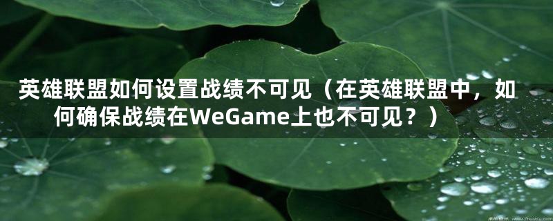 英雄联盟如何设置战绩不可见（在英雄联盟中，如何确保战绩在WeGame上也不可见？）