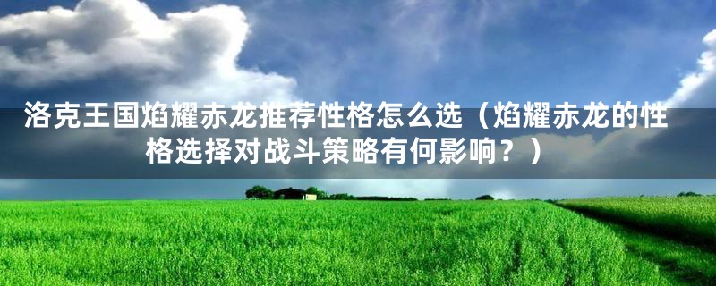 洛克王国焰耀赤龙推荐性格怎么选（焰耀赤龙的性格选择对战斗策略有何影响？）