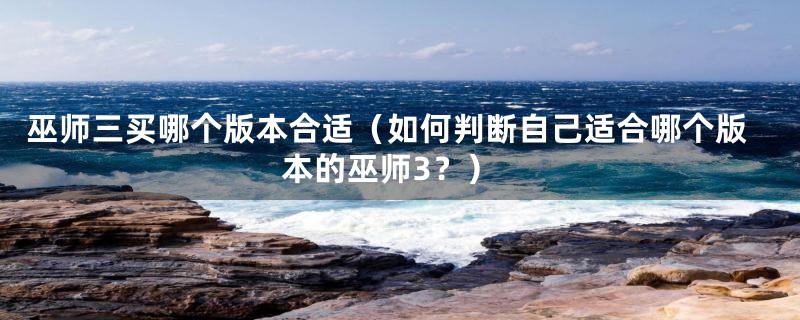 巫师三买哪个版本合适（如何判断自己适合哪个版本的巫师3？）