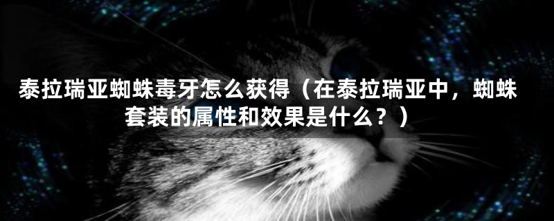 泰拉瑞亚蜘蛛毒牙怎么获得（在泰拉瑞亚中，蜘蛛套装的属性和效果是什么？）