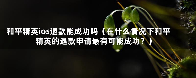 和平精英ios退款能成功吗（在什么情况下和平精英的退款申请最有可能成功？）