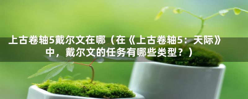 上古卷轴5戴尔文在哪（在《上古卷轴5：天际》中，戴尔文的任务有哪些类型？）