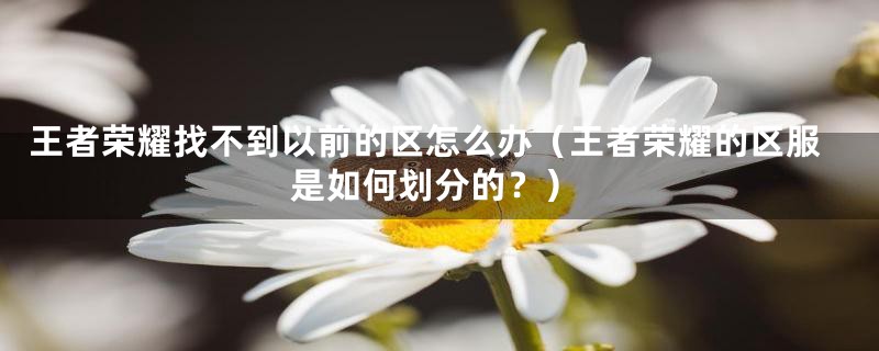 王者荣耀找不到以前的区怎么办（王者荣耀的区服是如何划分的？）