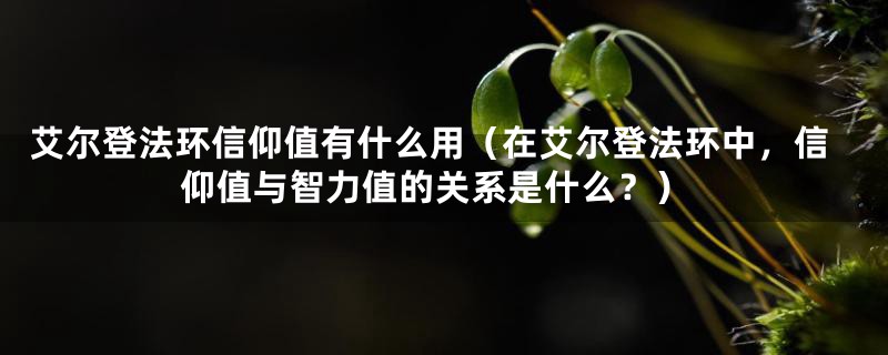 艾尔登法环信仰值有什么用（在艾尔登法环中，信仰值与智力值的关系是什么？）