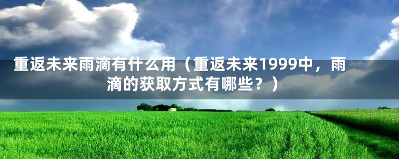 重返未来雨滴有什么用（重返未来1999中，雨滴的获取方式有哪些？）