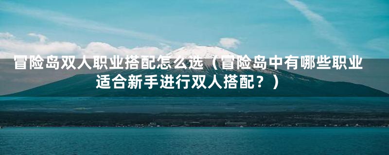 冒险岛双人职业搭配怎么选（冒险岛中有哪些职业适合新手进行双人搭配？）