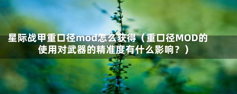 星际战甲重口径mod怎么获得（重口径MOD的使用对武器的精准度有什么影响？）