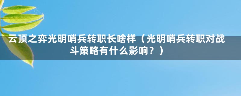 云顶之弈光明哨兵转职长啥样（光明哨兵转职对战斗策略有什么影响？）