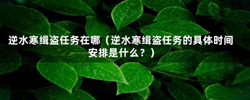 逆水寒缉盗任务在哪（逆水寒缉盗任务的具体时间安排是什么？）