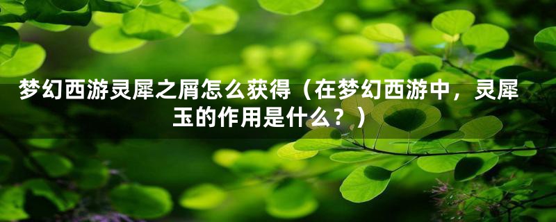 梦幻西游灵犀之屑怎么获得（在梦幻西游中，灵犀玉的作用是什么？）