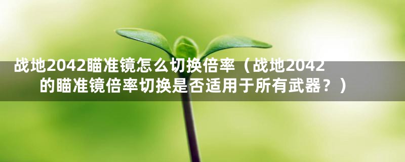 战地2042瞄准镜怎么切换倍率（战地2042的瞄准镜倍率切换是否适用于所有武器？）