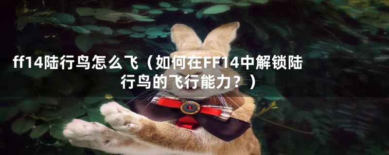 ff14陆行鸟怎么飞（如何在FF14中解锁陆行鸟的飞行能力？）