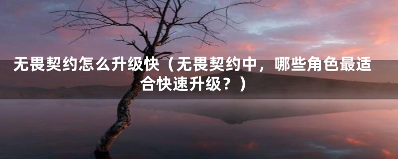 无畏契约怎么升级快（无畏契约中，哪些角色最适合快速升级？）