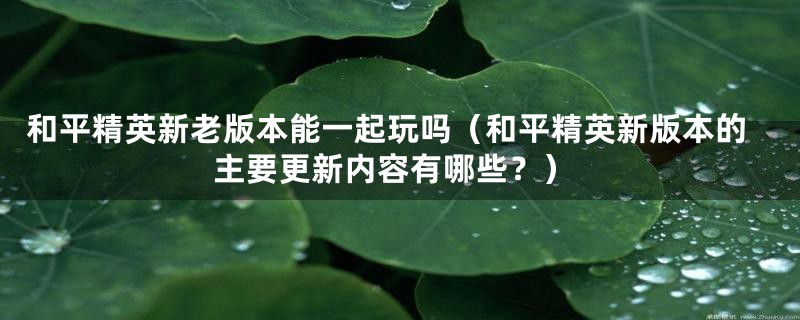 和平精英新老版本能一起玩吗（和平精英新版本的主要更新内容有哪些？）